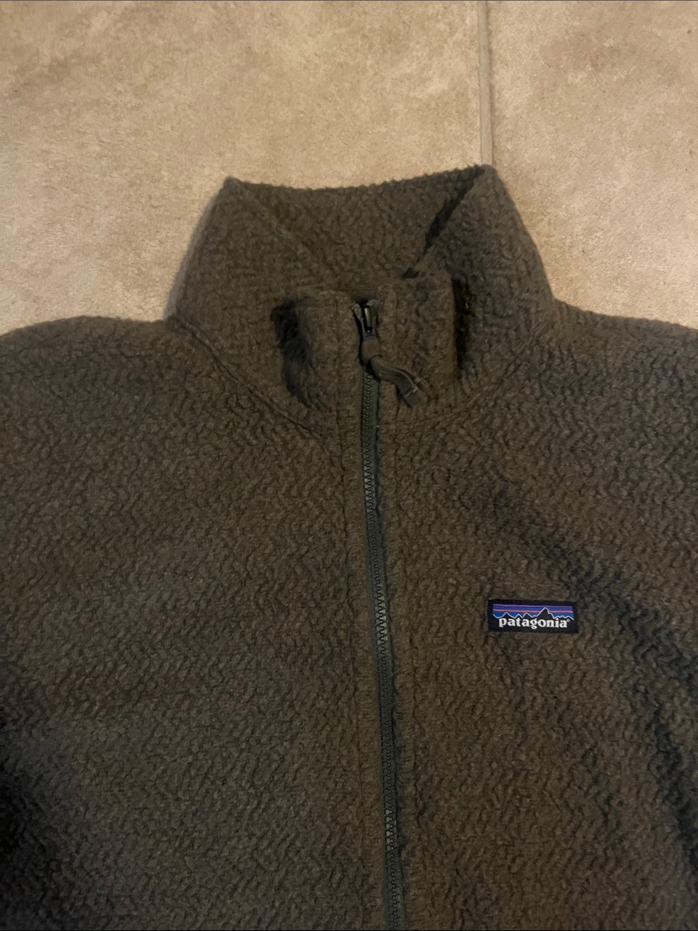 Patagonia Men's Woolyester Fleece Full Zip Jacket Olive - Picture 3 of 8